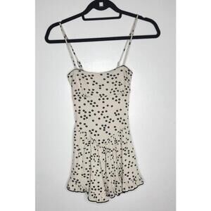 Bershka Dress Girls 10-12 Years White Black Floral Ribbed Ruffle Mini